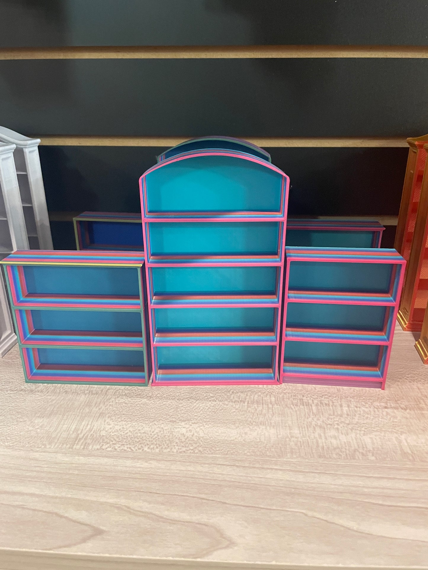 Sets of 3 or 4 Cute & Trendy 3D printed Lil’ Library Shelves