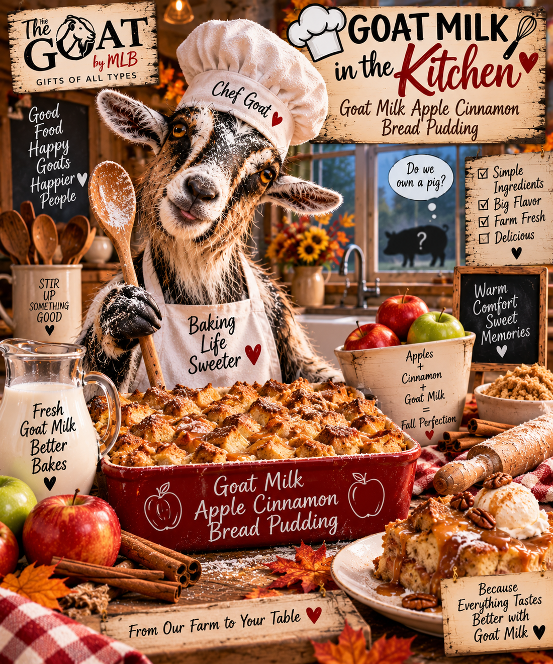 🥛 GOAT MILK IN THE KITCHEN 🍎 Goat Milk Apple Cinnamon Bread Pudding
