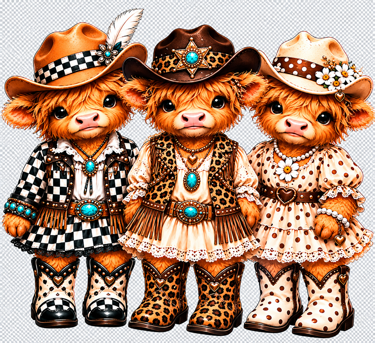 Western & Country DTF Transfers | Highland Cows, Cowgirl Ducks, Bows & Bucks | Ready to Press
